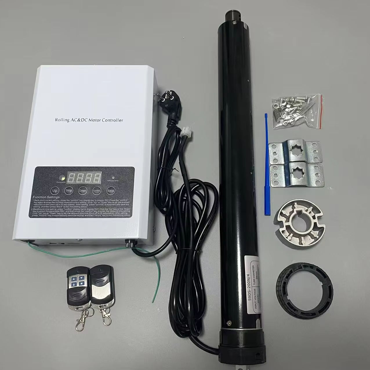 Big Torque 59mm 200N.m DC Tubular Roller Shutter Motor with  24V Controller